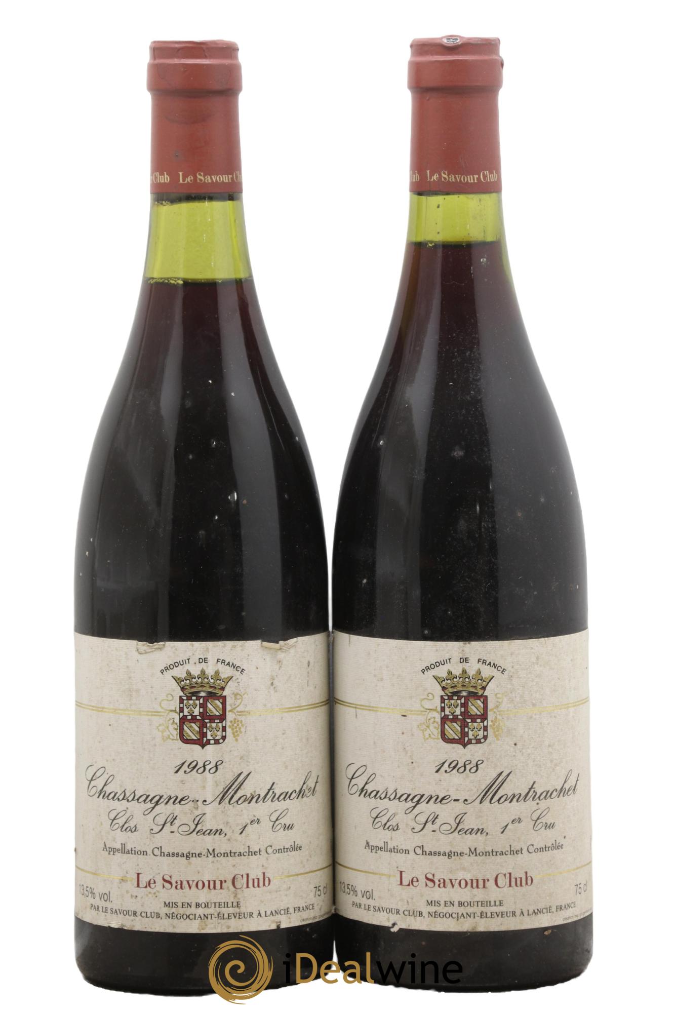 Chassagne-Montrachet 1er Cru Clos Saint-Jean Le Savour Club 1988 - Lot of 2 bottles - 0