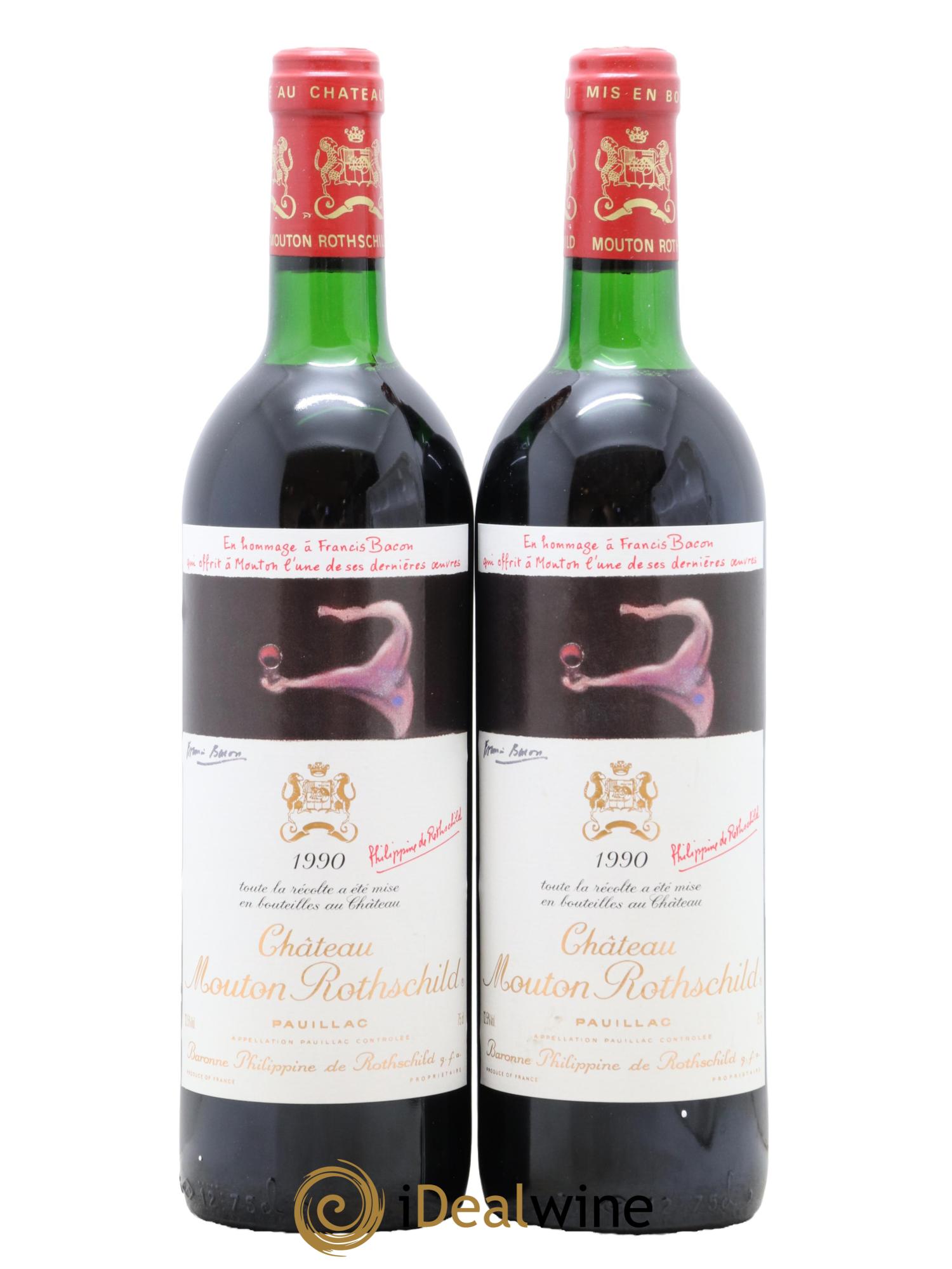 Château Mouton Rothschild 1er Grand Cru Classé 1990 - Lot de 2 bouteilles - 0