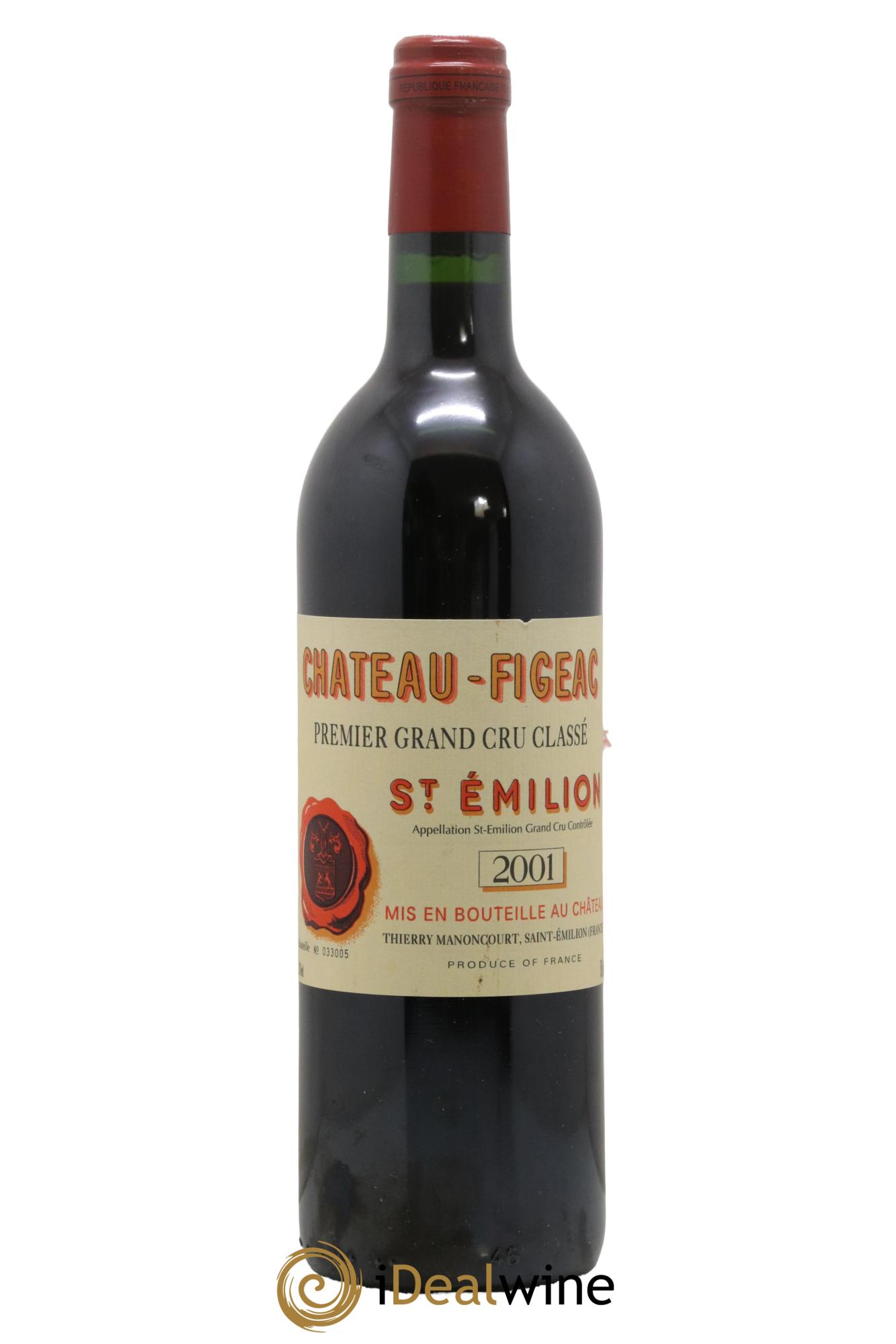 Château Figeac 1er Grand Cru Classé A 2001 - Lot de 1 bouteille - 0