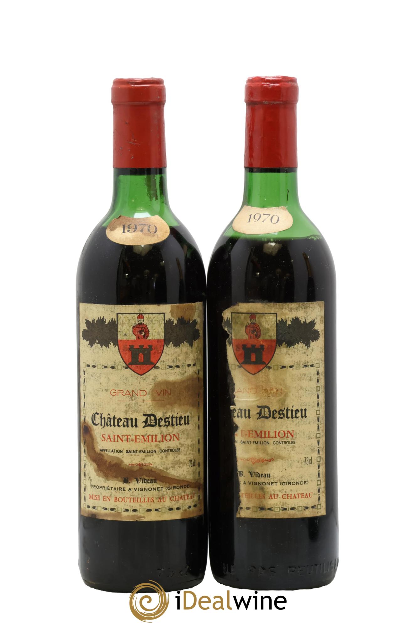 Château Destieux Grand Cru Classé 1970 - Lot of 2 bottles - 0