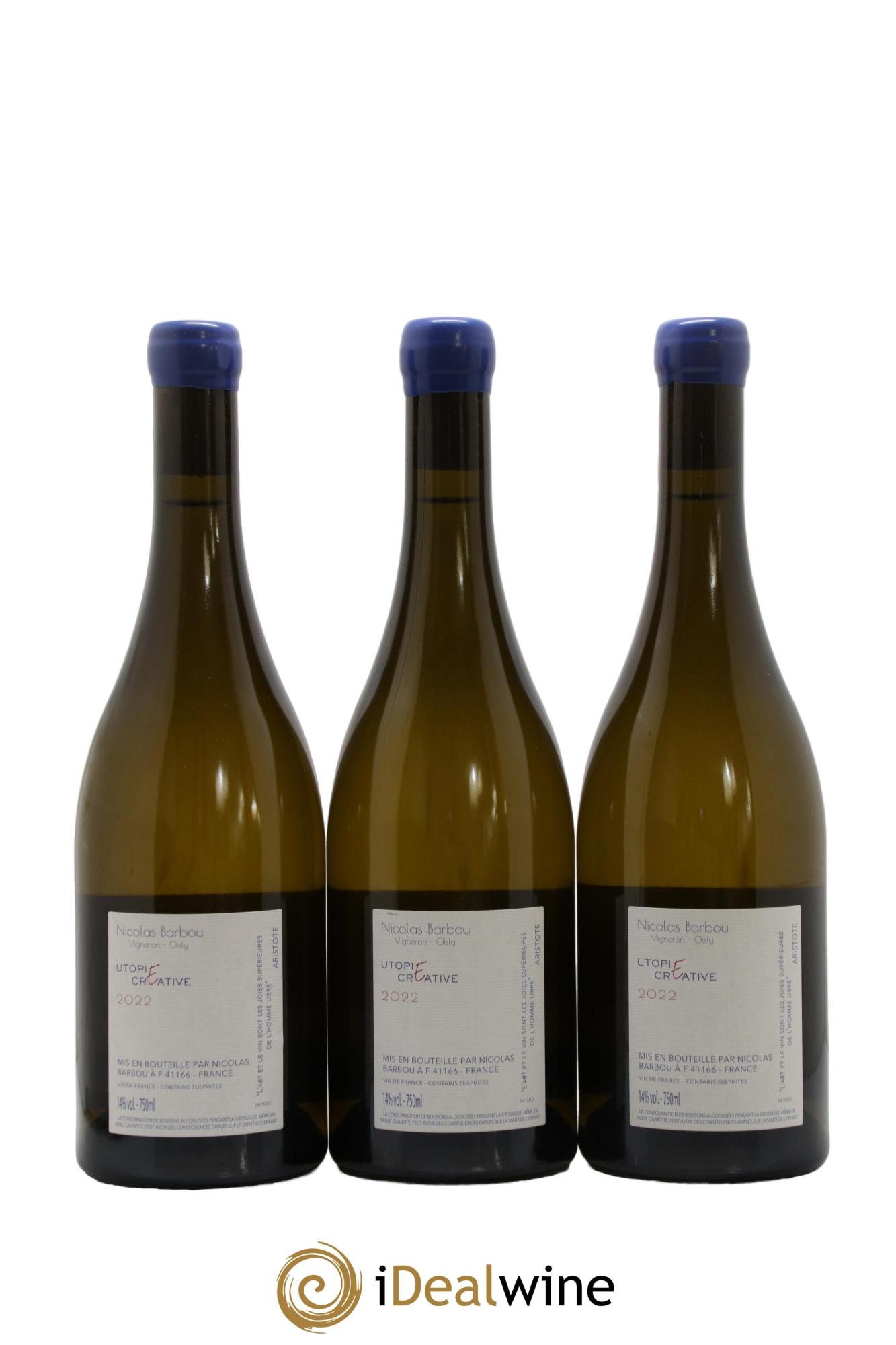 Touraine Oisly Utopie Créative Nicolas Barbou  2022 - Lot of 3 bottles - 1