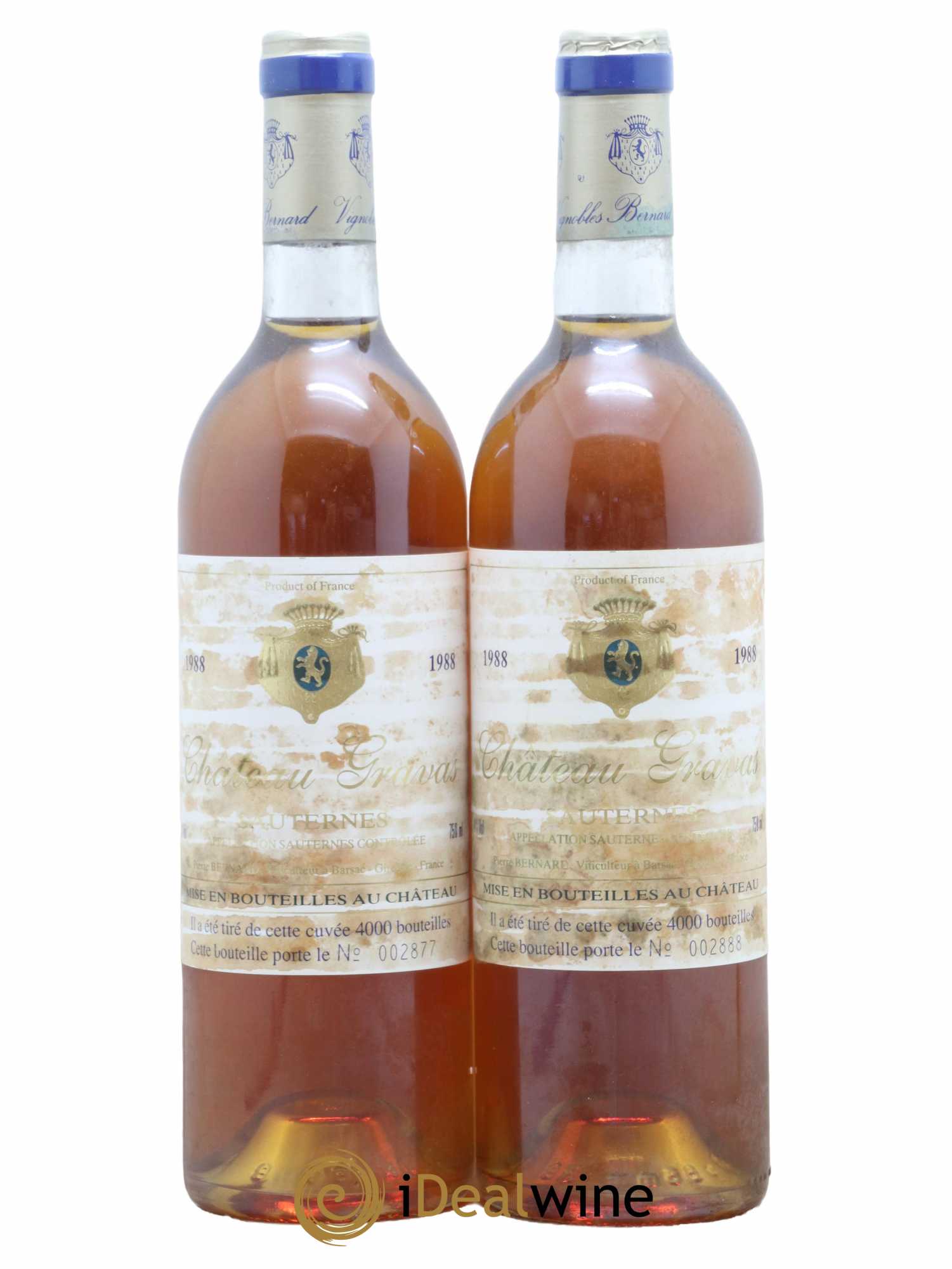 Château Gravas Cru Bourgeois 1988 - Lotto di 2 bottiglie - 0
