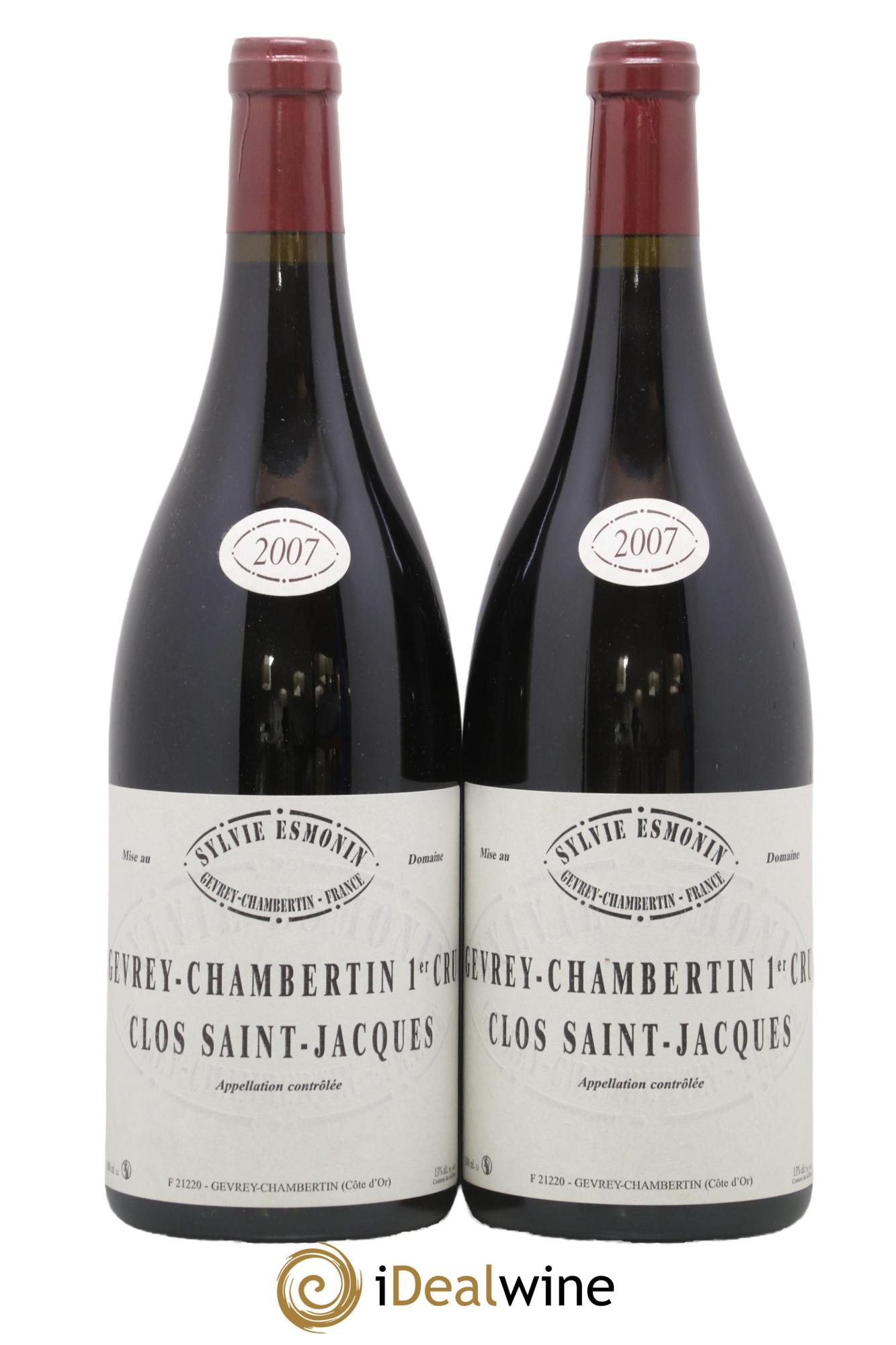 Gevrey-Chambertin 1er Cru Clos Saint Jacques Sylvie Esmonin 2007 - Lot of 2 magnums - 0