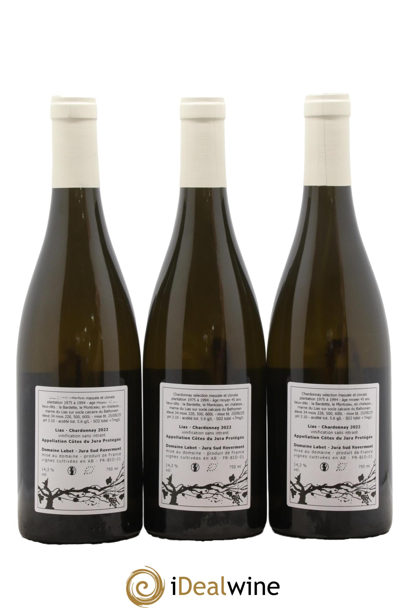 Côtes du Jura Chardonnay Lias Romain - Julien  - Charline Labet 2022 - Lotto di 3 bottiglie - 1