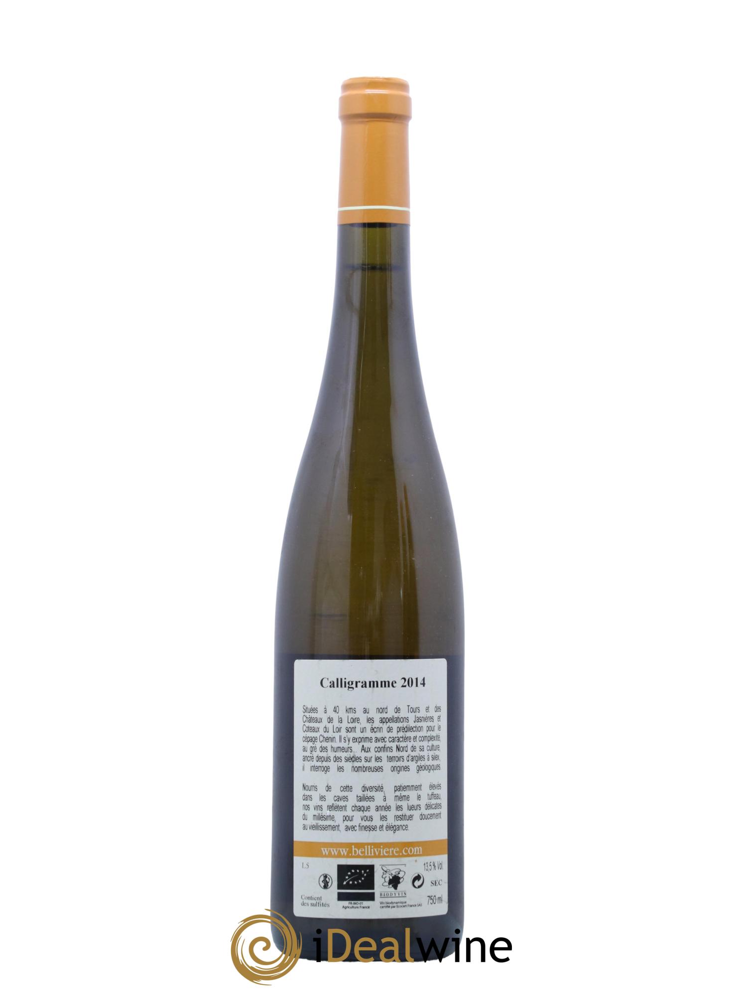 Jasnières Calligramme Domaine de Bellivière 2014 - Lot de 1 bouteille - 1