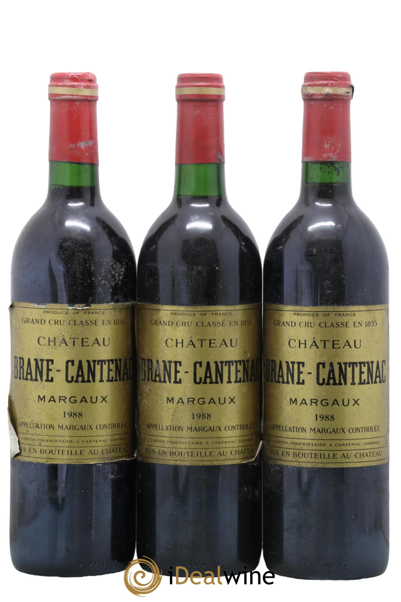 Château Brane Cantenac 2ème Grand Cru Classé 1988 - Lot de 3 bouteilles - 0
