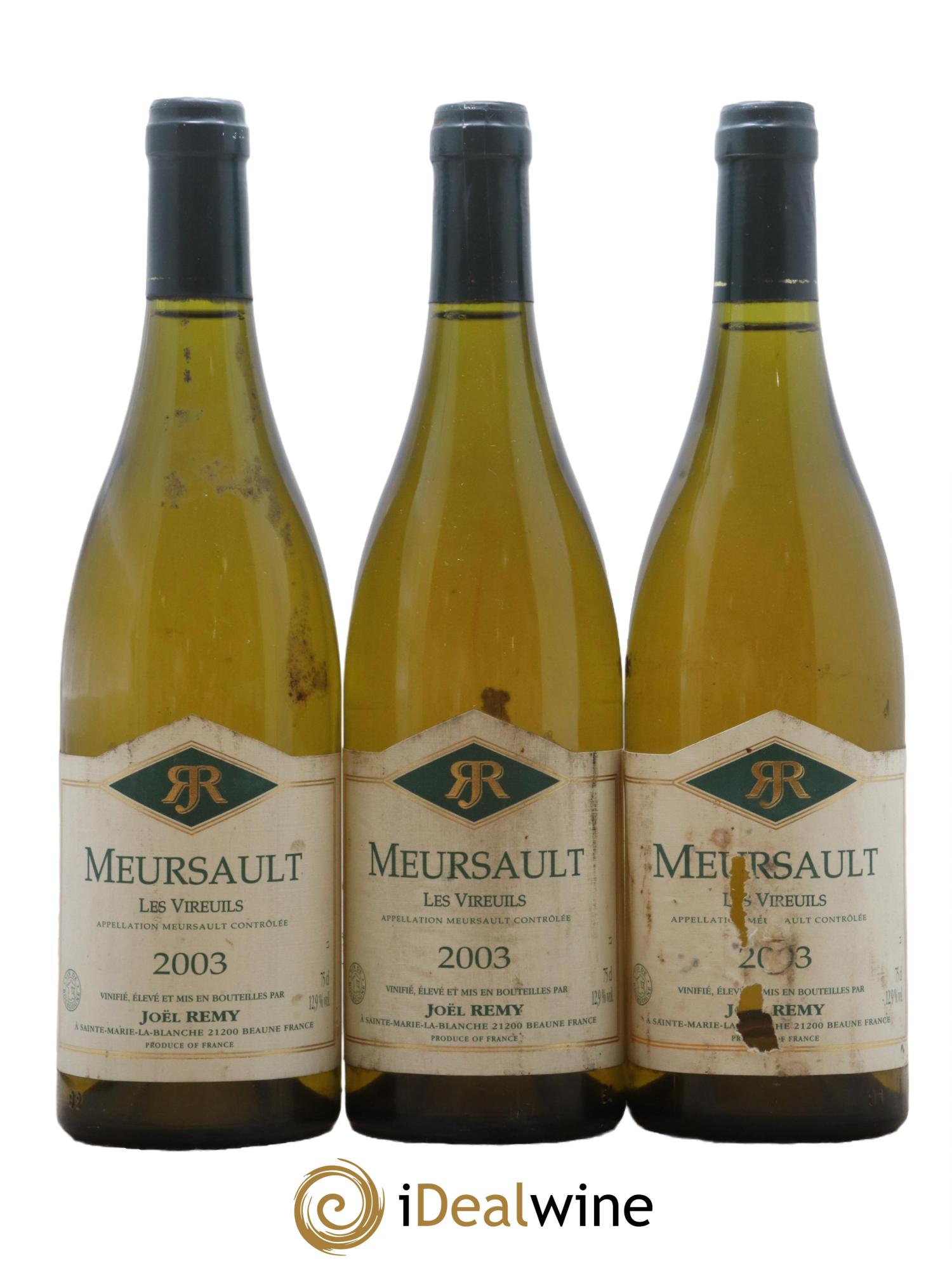 Meursault Les Vireuils Domaine Joel Remy 2003 - Lot de 3 bouteilles - 0