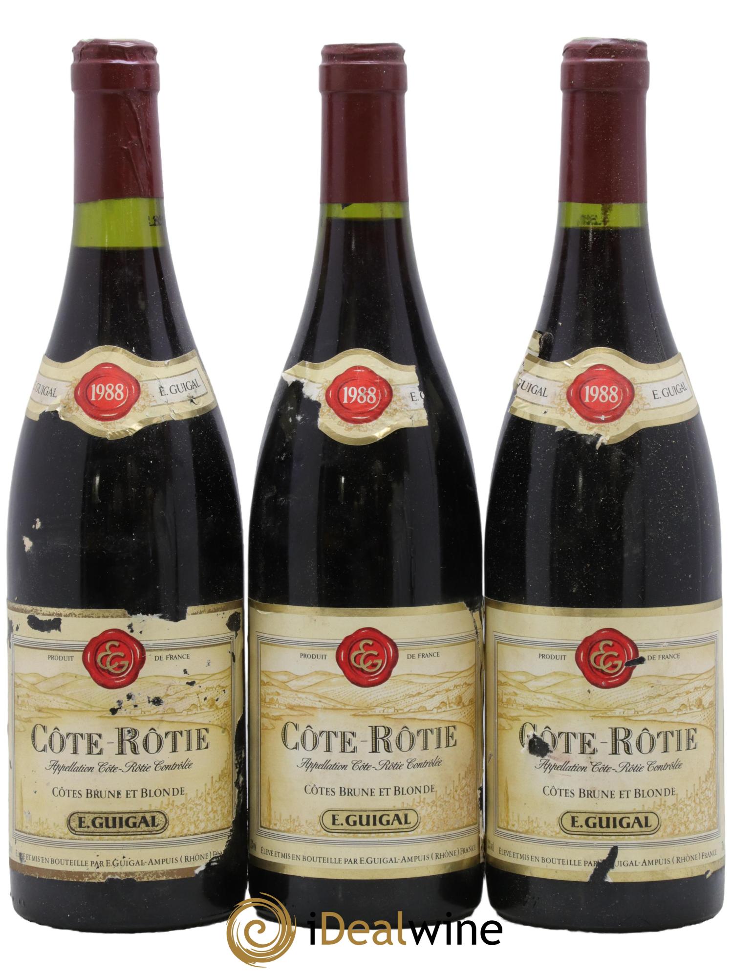 Côte-Rôtie Côtes Brune et Blonde Guigal 1988 - Lot de 3 bouteilles - 0