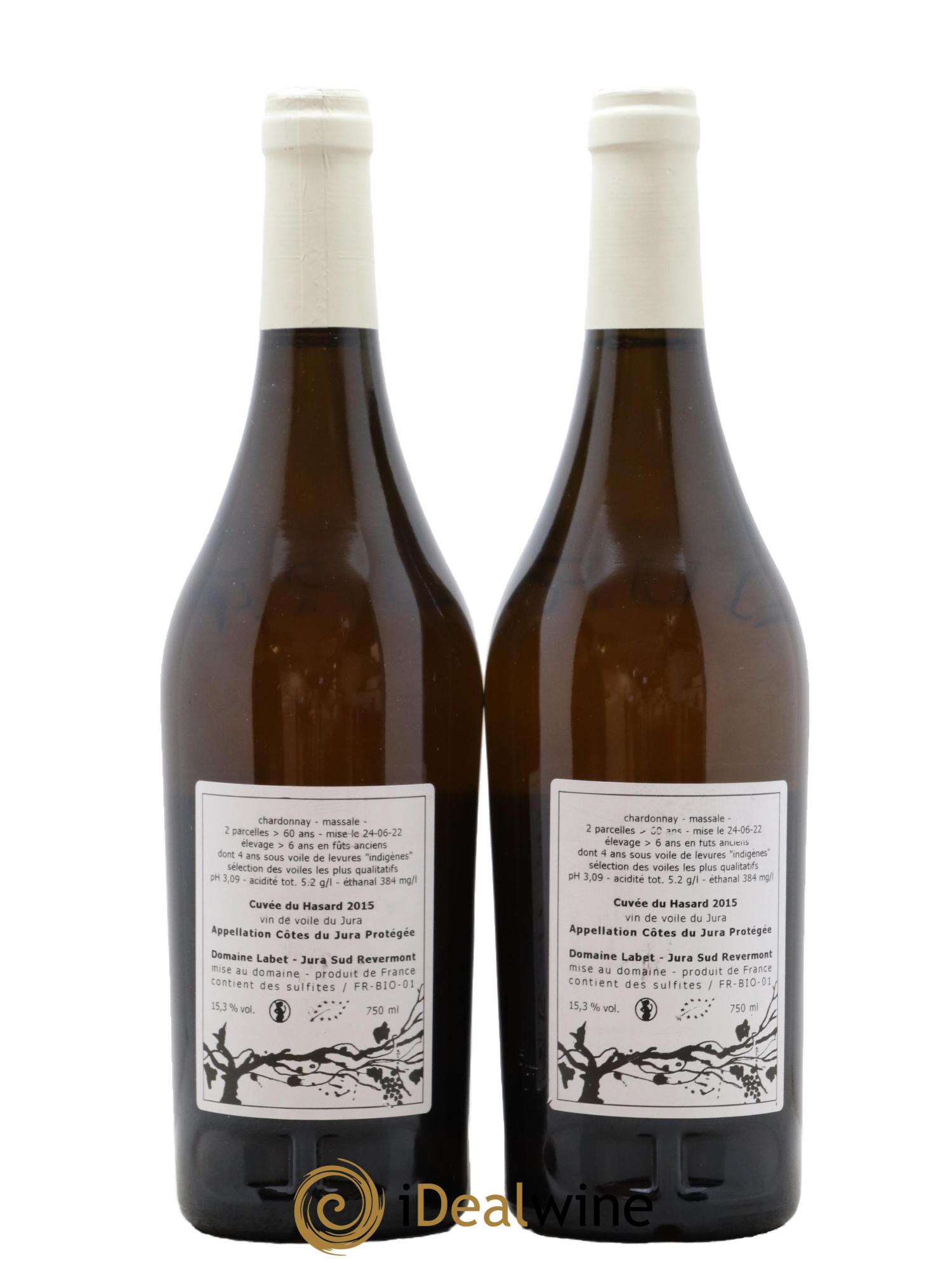 Côtes du Jura Vin de voile Chardonnay du Hasard Romain - Julien - Charline Labet 2015 - Lot de 2 bouteilles - 1