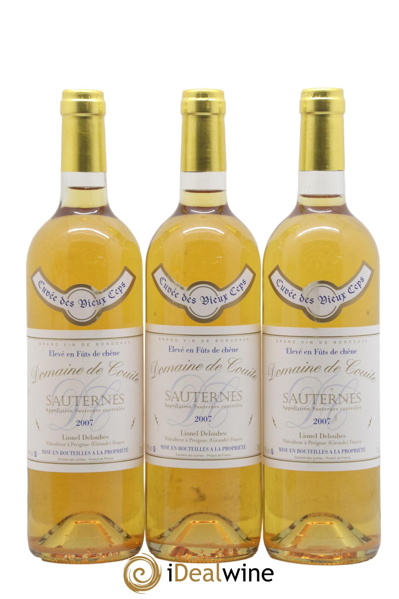 Sauternes Domaine de la Couite 2007 - Posten von 3 Flaschen - 0